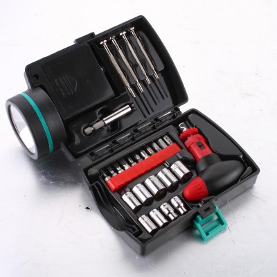 26pcs Household Hardware LED flashlight tool kit for emergency