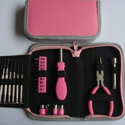 23pcs general purpose tool kit with zip bag and herramientas for lady to use